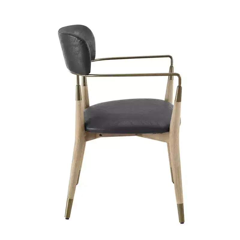 HOMLUX Set of 2 Upholstered Accent Dining Chairs Arm Rest Curved Backrest