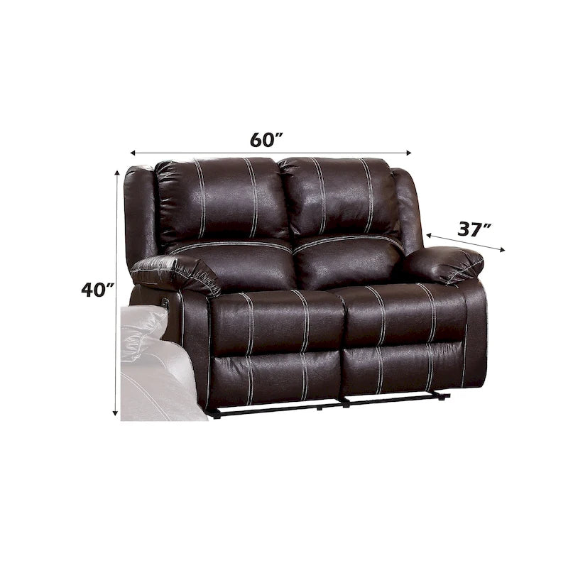 Brown Faux Leather Recliner Loveseat