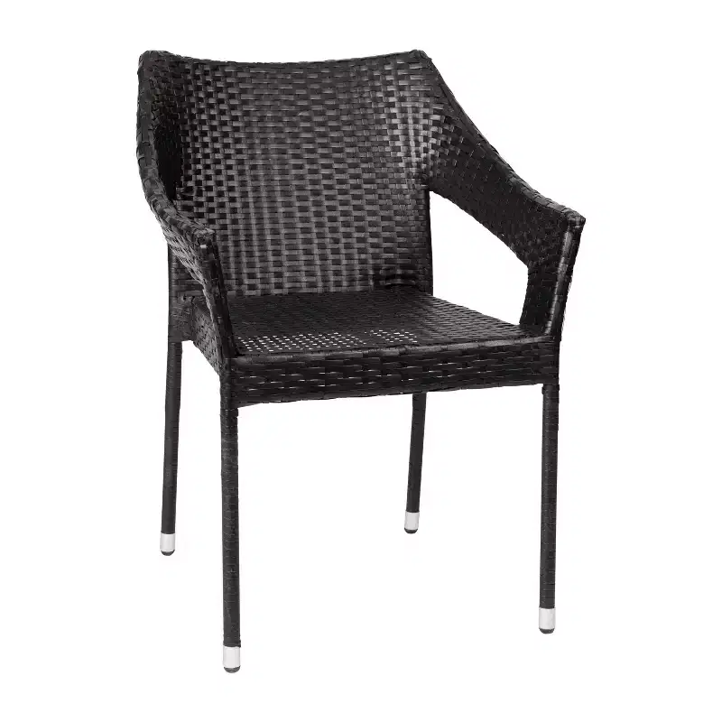 Flash Furniture Ethan Commercial Grade Stacking Patio Chair, All Weather PE Rattan Wicker Patio Dining Chair