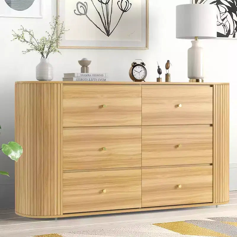 Vintage Farmhouse Drawer Dresser with Power Outlet, Large Storage Organizer for Bedroom, Living Room, Hallway, Dining Room, Durable Metal Handles