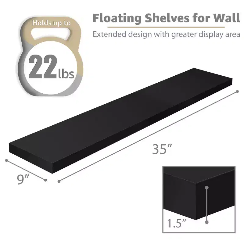 3 Pack (35x9) Sorbus Long Floating Wall Shelves for Bedroom, Decor, Kitchen, Living Room - for Trophies, Frames, Bookshelf