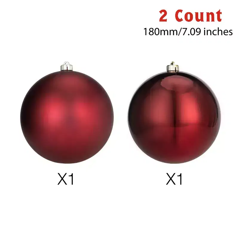Every Day is Christmas 2ct 18cm/7.09 Christmas Ornaments, Shatterproof Christmas Tree Ornaments Set, Christmas Balls Decoration (Burgundy)