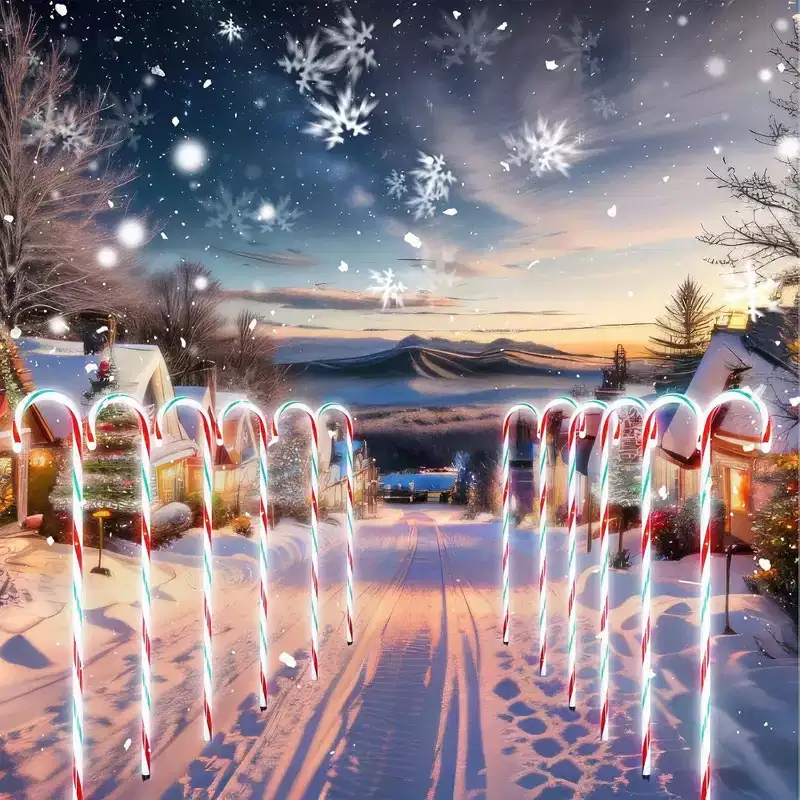 Treela 12-Piece 36-inch Christmas Candy Cane Lights Pathway Markers White