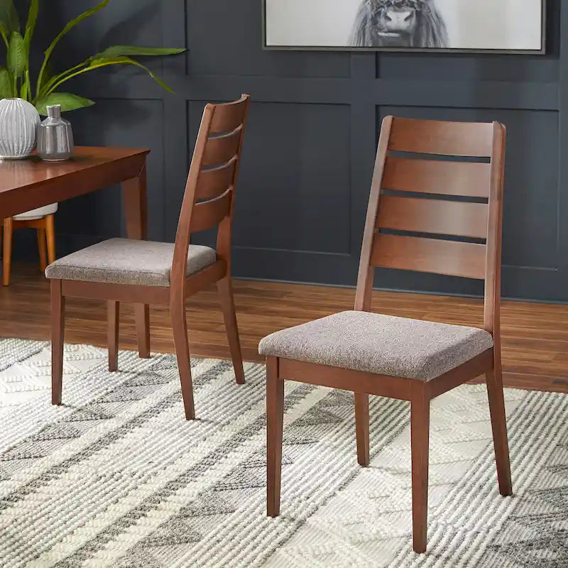 Mid-Century Modern Dining Chair, Set of 2, Walnut Finish