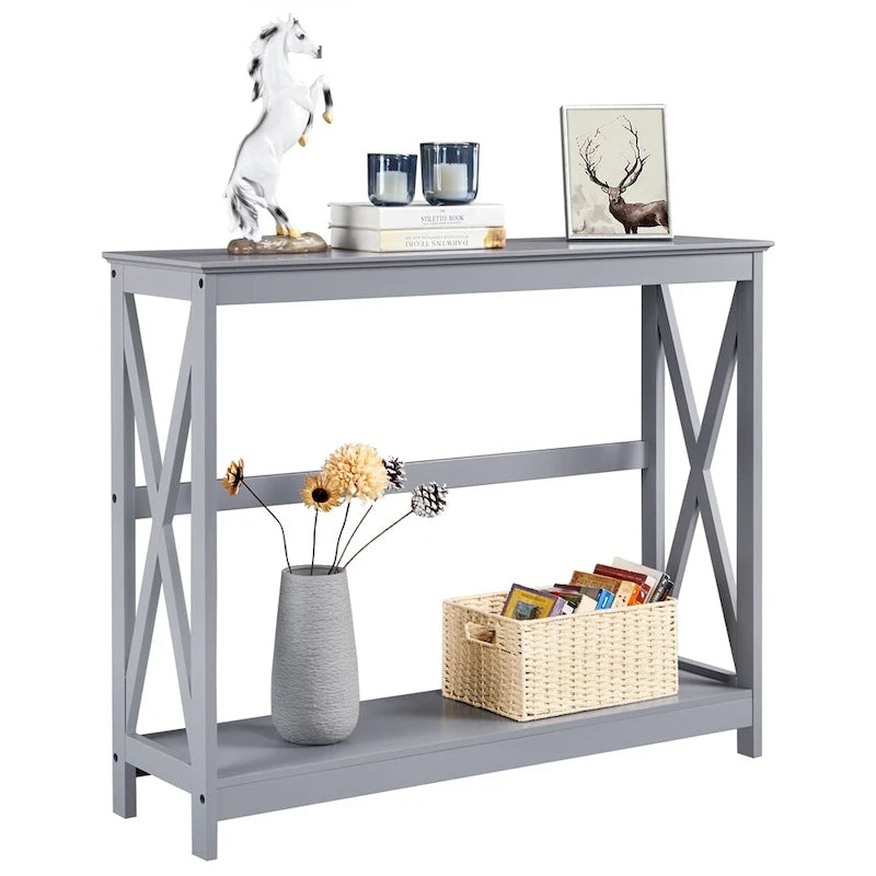 2-Tier X-Design Console Table for Entryway