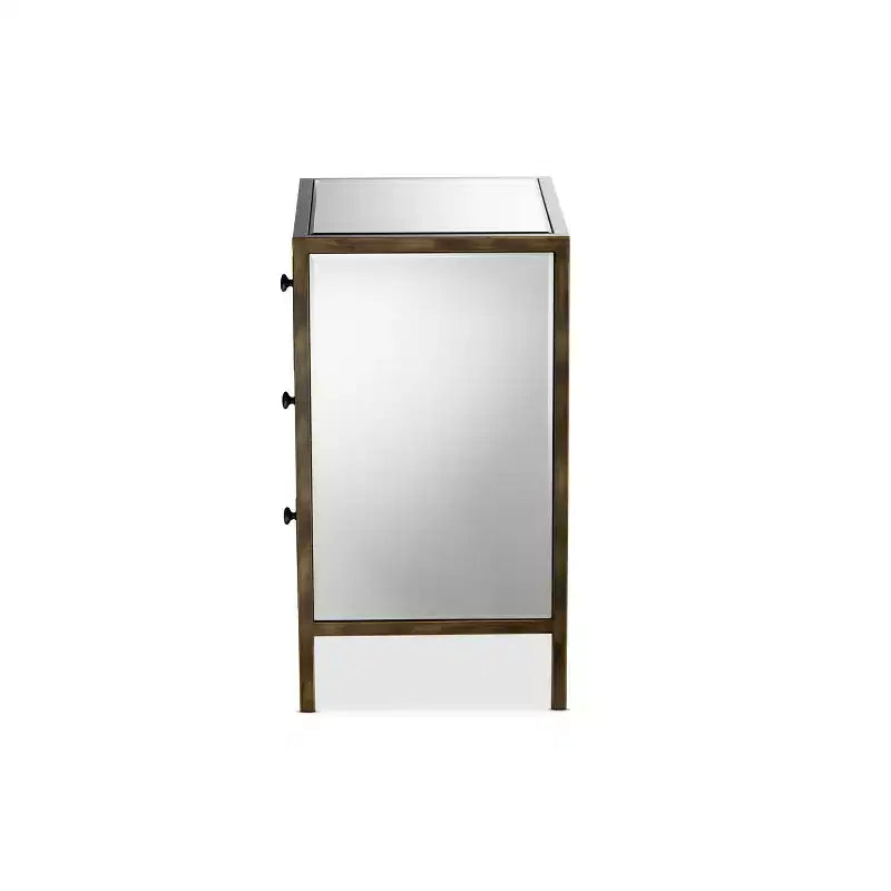 Nouria Mirrored 3 Drawer Nightstand