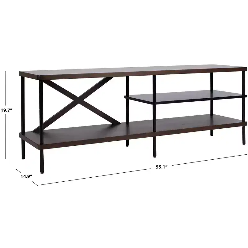 Bruno Industrial Media Stand - MED5001 - Walnut/Black - Safavieh