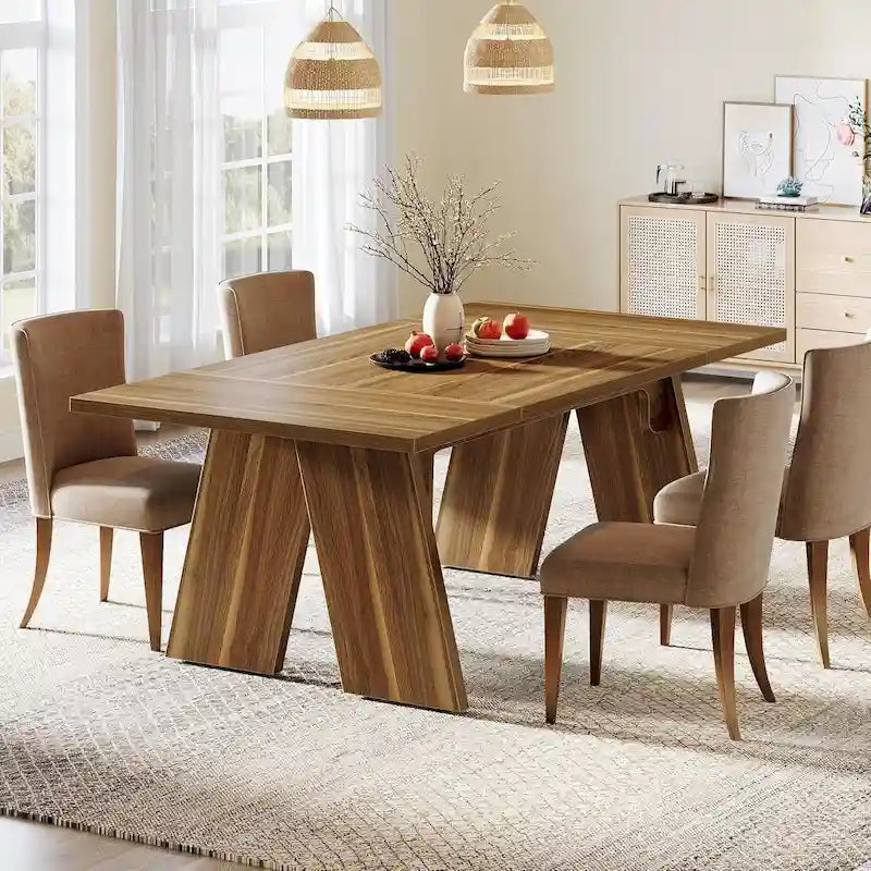 71 Large Farmhouse Dinning Table, Rectangular Dining Table for 6