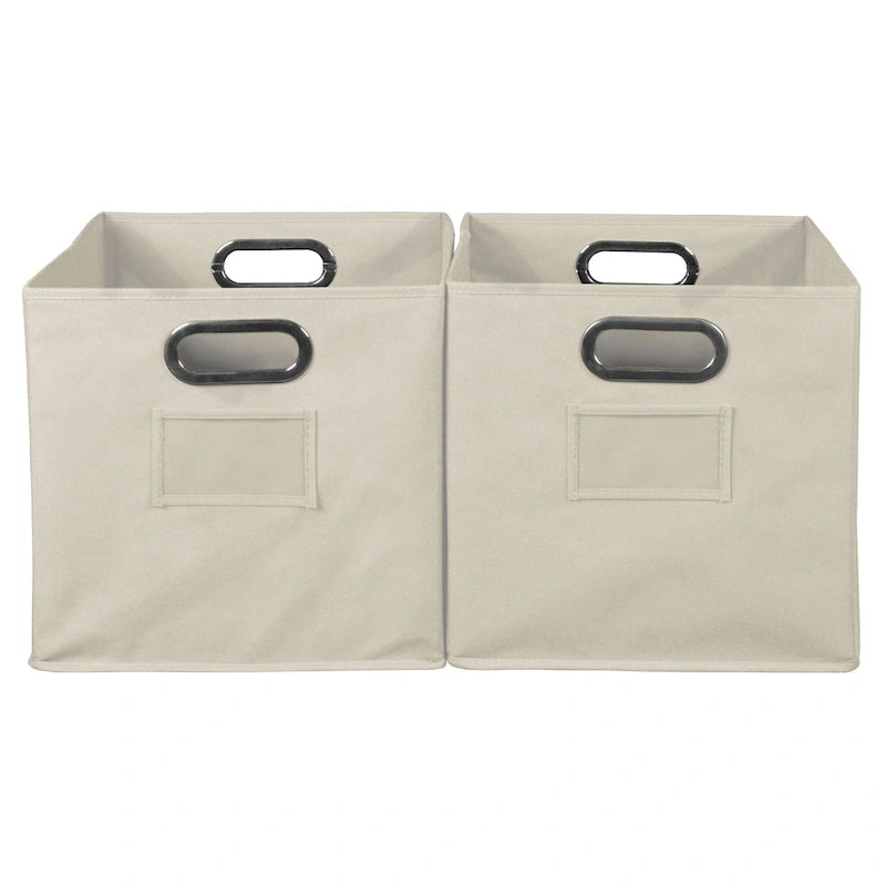 Set of 2 Foldable Fabric Storage Bins - Natural