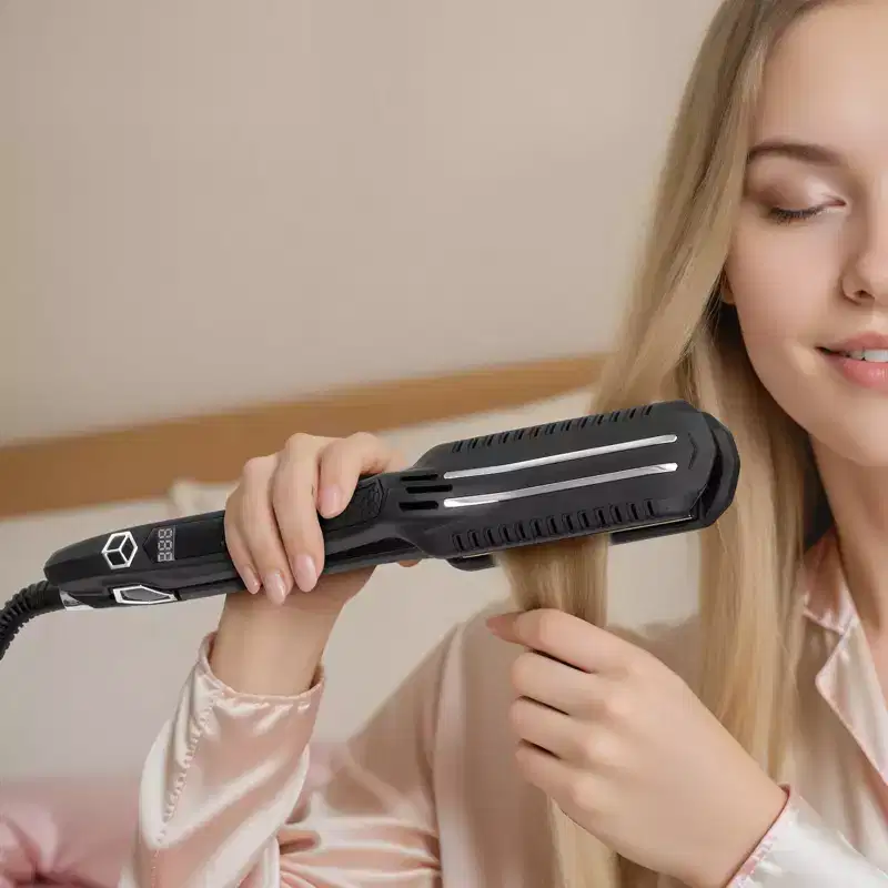 Hair Straightener, 1.5-Inch Titanium Flat Iron with Dual Infrared, LCD Display, 19 Temp Levels 210F450F, Fast Heating