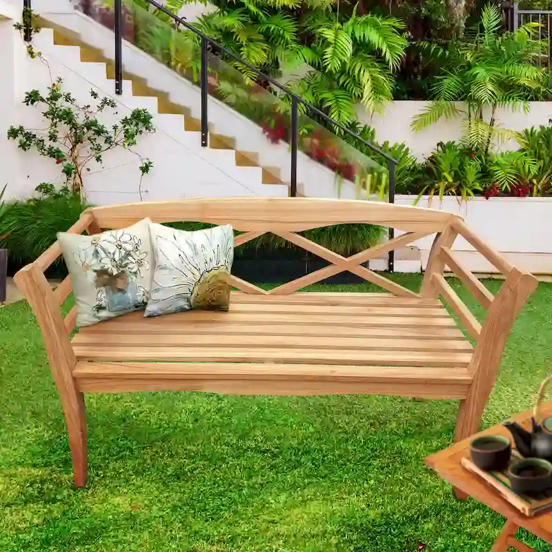 Seven Seas Teak Montana Teak Wood Outdoor Patio Bench, 4 Foot