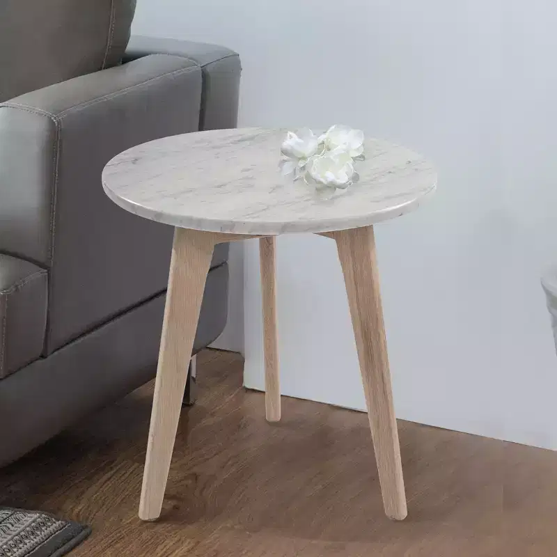 The Bianco Collection Cherie 15 Round Italian Carrara White Marble Side Table