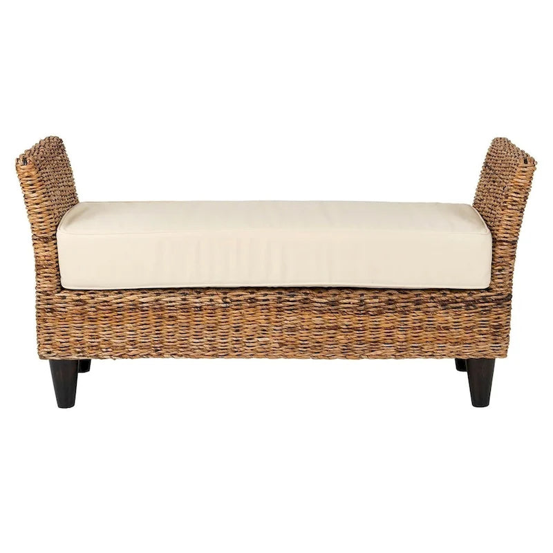 Woven Natural Abaca Bench With Cushion by