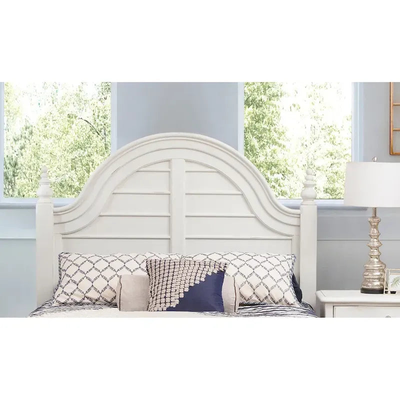 Arched Farmhouse Dove White Wood Headboard Distressed Finish