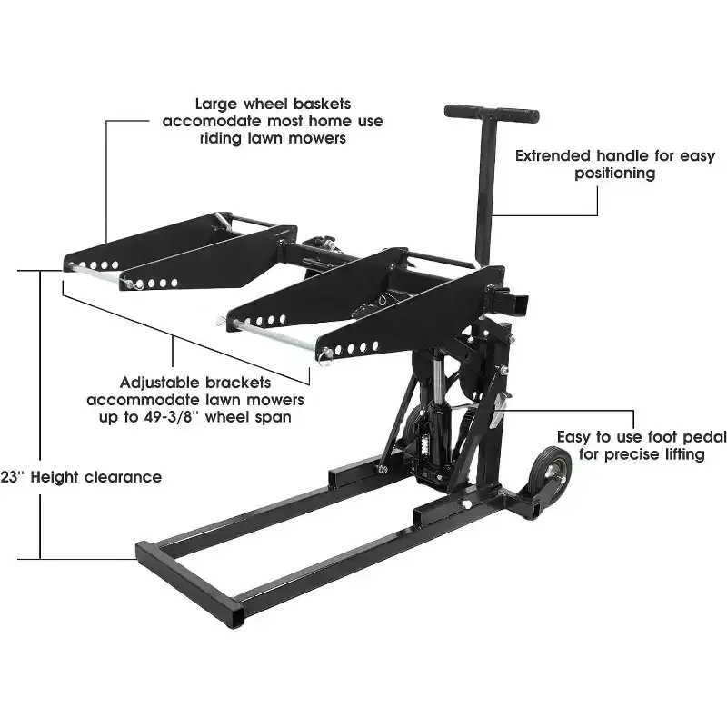 COZONY 550 LB Capacity Lawn Mower Lift, Heavy Duty Steel Tractor Lift Jack Adjustable Wheel Span Wheels Non Slip Handle for Zero Turn Riding Mower