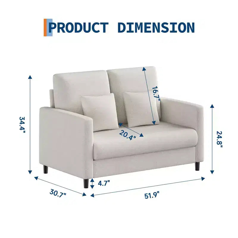 51.9in Chenille Loveseat Accent Chair with Pocket Spring Cushion, Tool-Free Assembly, 450 lb Capacity