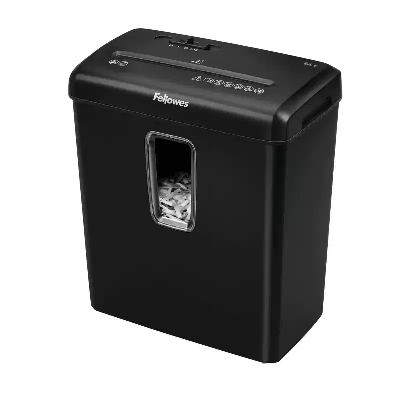 Fellowes Powershred 6ct Cross-Cut Paper Shredder - Black: Shreds Credit Cards & Staples, Jam-Resistant, Auto Start