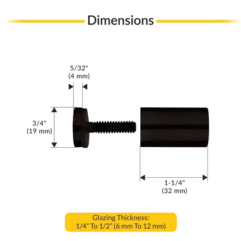 Brixwell BSK2120RB Oil Rubbed Bronze Cylinder Style Single-Sided Shower Door Knob