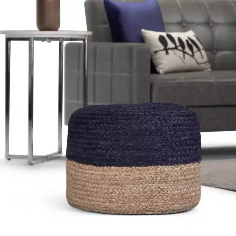 Contemporary Round Pouf Pink/Natural