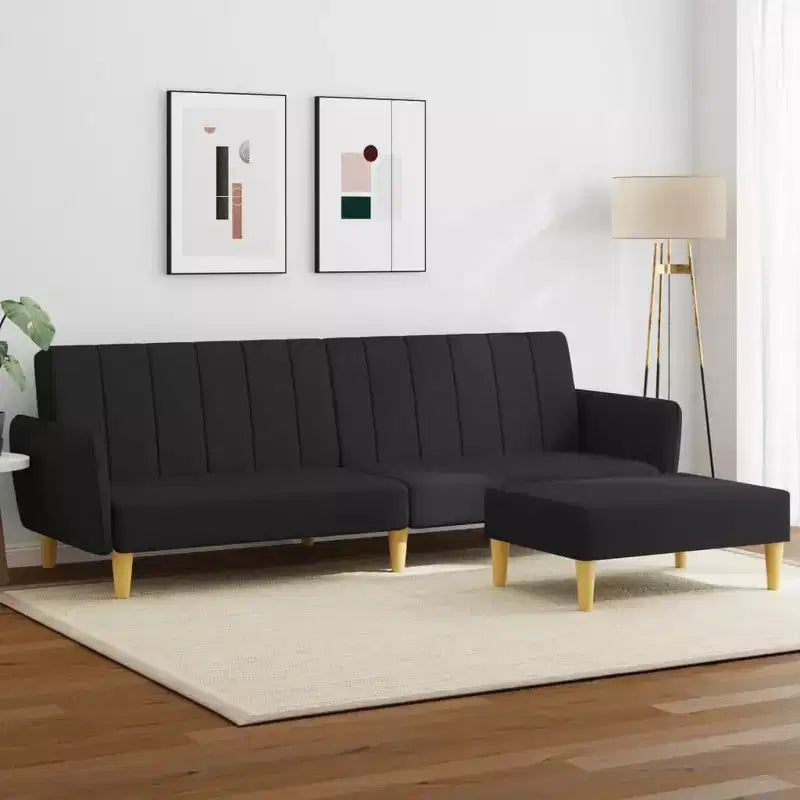 vidaXL 2-Seater Sofa Bed with Pillows and Footstool Couch Furniture Fabric