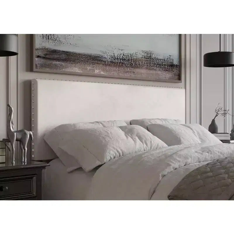 Adjustable Upholstered Velvet Headboard with Nailhead Trim, Twin/Full/Queen