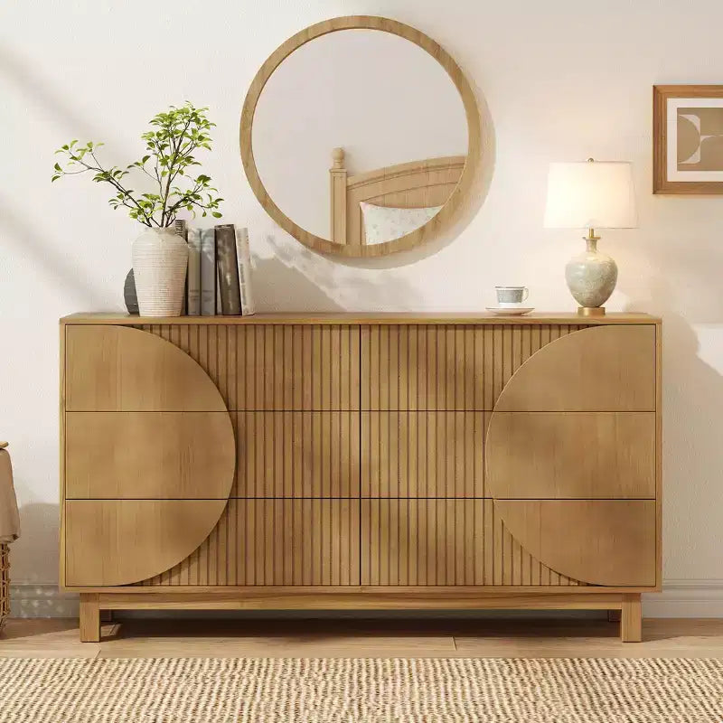 Whisen 6 Drawer Modern Dresser with Fluted Panel, Accent Chest for Bedroom, Multi-Purpose Storage Cabinet
