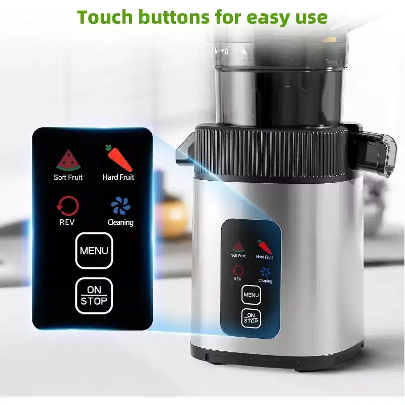 ZAFRO Cold Press Juicer with a 4.35 Wide Feed Chute for Whole Fruits and Vegetables, Button control, Slow Masticating juicer, Easy to Clean Low noise