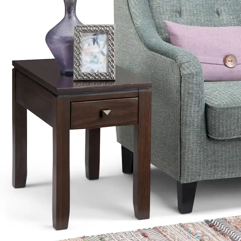 SOLID WOOD 14 inch Wide Rectangle Contemporary Narrow Side Table - 14 x 24 x 20
