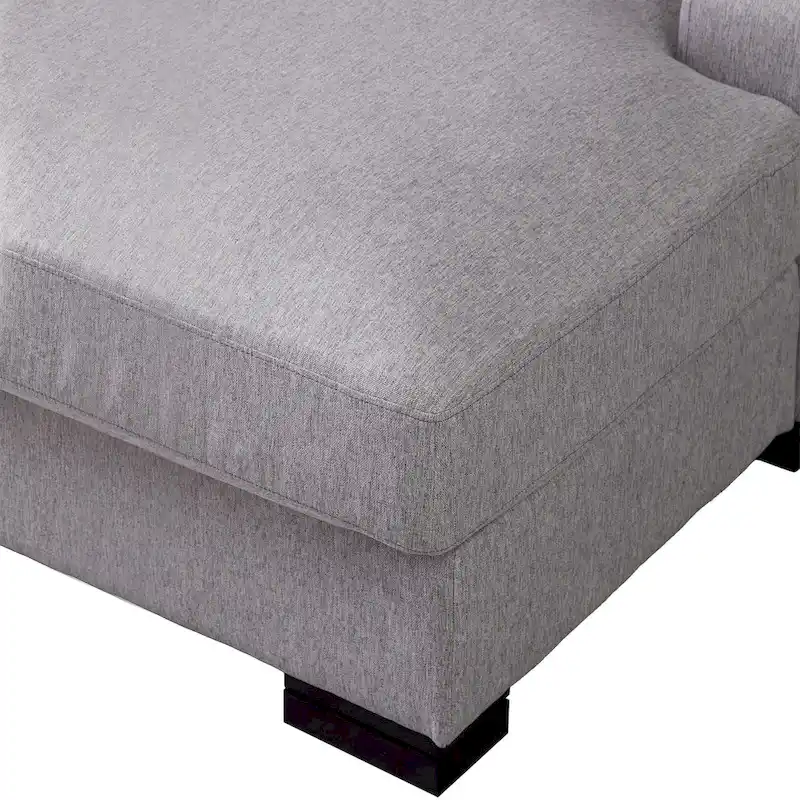 Modern Mid-Century Oversized Chaise Sleeper Sofa with Pillow