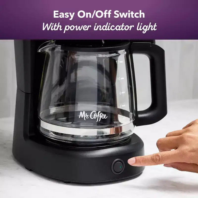 Mr. Coffee 12-Cup Switch Coffee Maker Black: Electric Drip Coffee Machine, 60 oz Capacity, Dishwasher-Safe Parts