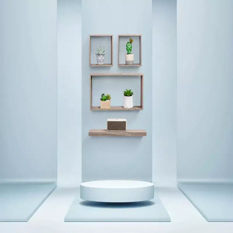 17.7 Maple Floating Shelf C invisible-bracket wood wall mount, perfect bathroom/bedroom/kitchen dcor or book/plant display, easy install.