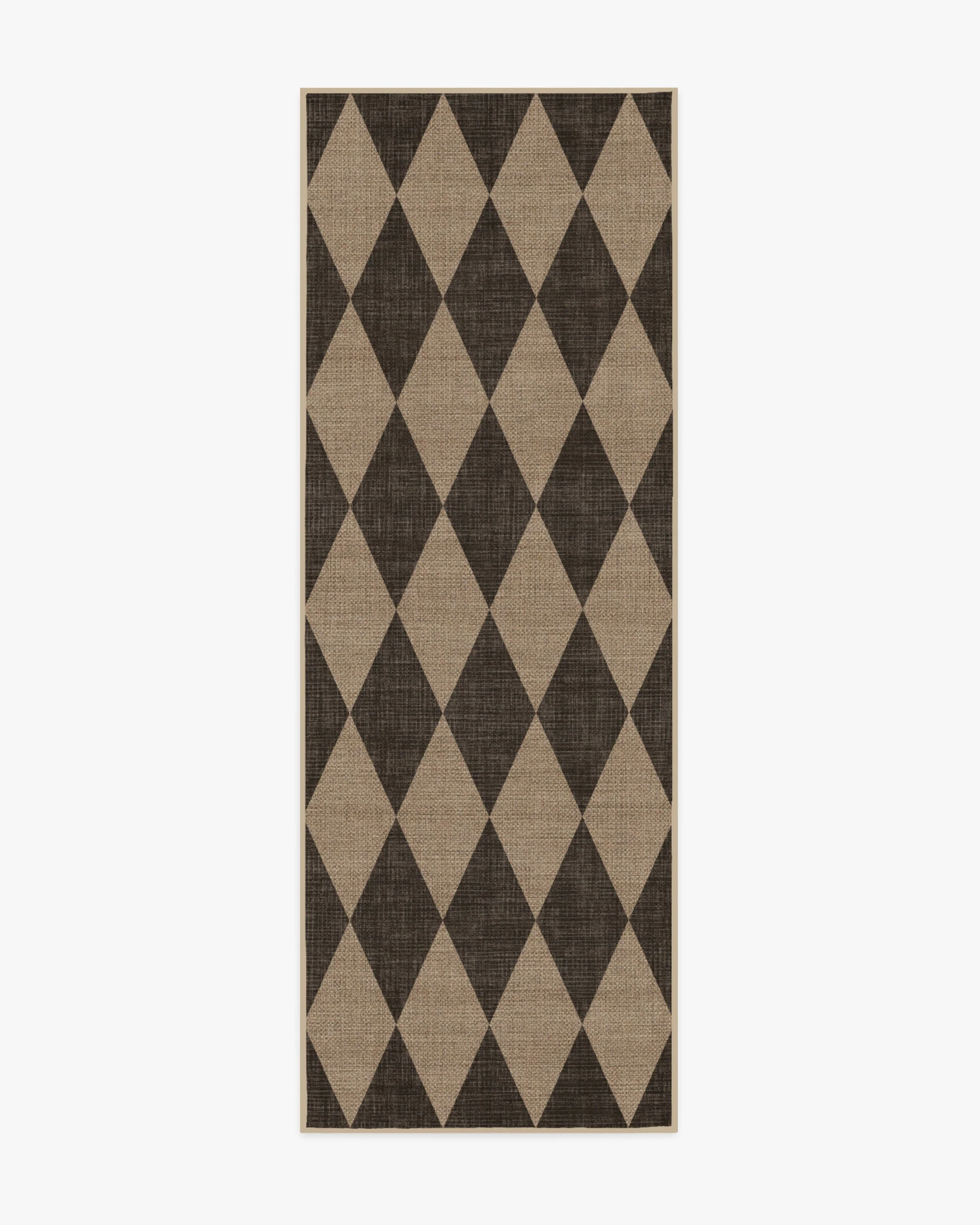 Italian Palatial Recycled Polyester Flatwoven Rug with Washable Soft Black Harlequin Pattern for Living Room & Study