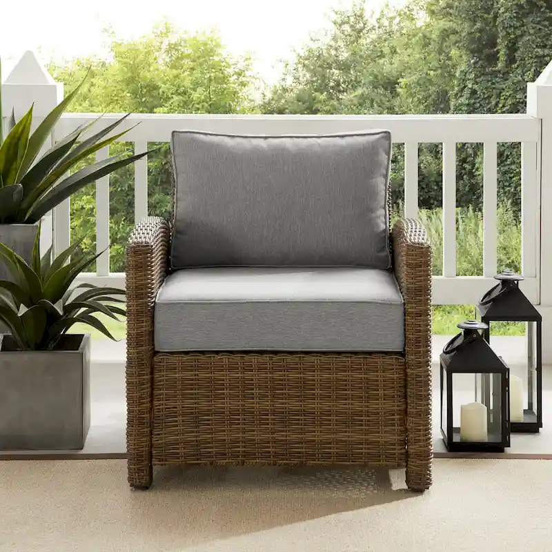 Crosley Bradenton Outdoor Wicker Armchair - 30.5 W x 35 D x 32.5 H