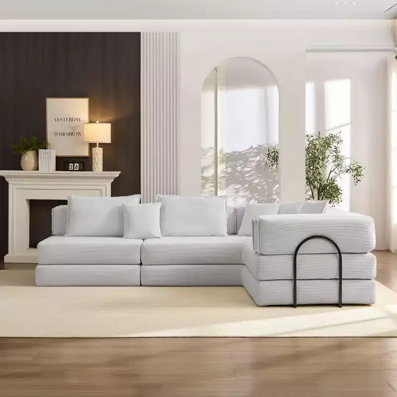 Whisen 118.2 L-Shaped Modular Sectional Sofa Set with 6 Pillows, Oversized Upholstered DIY Combination