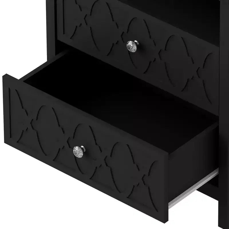 2-Drawer Nightstand with Open Shelf 22.8 W 15.7 D 26.8 H