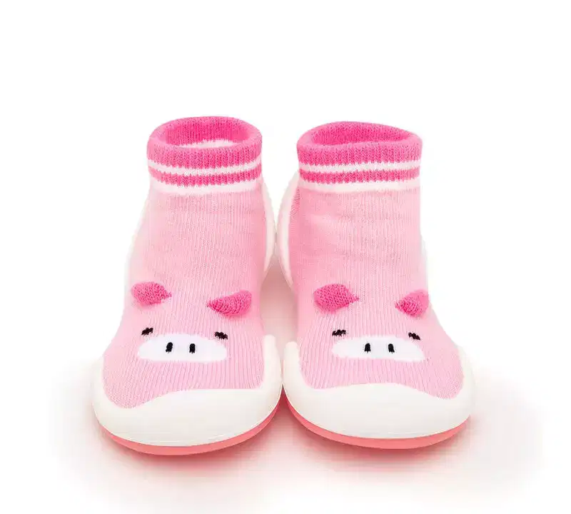 Komuello Baby Girl First Walk Sock Shoes Piglet Pink