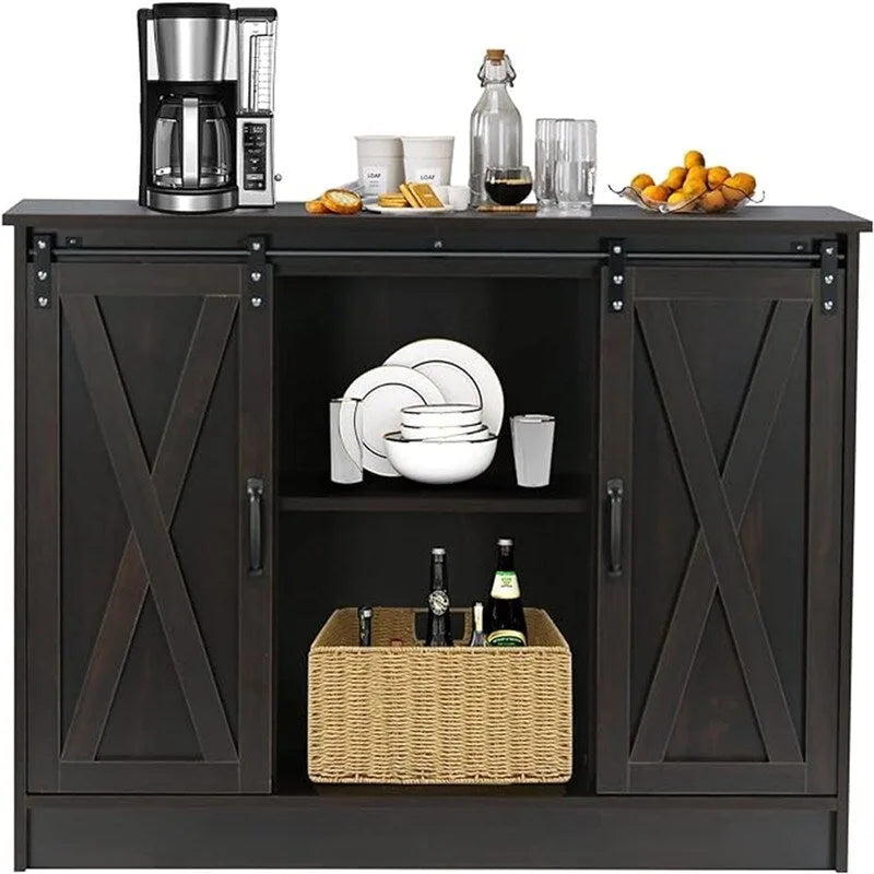 Farmhouse Buffet Cabinet with Sliding Barn Doors - 15.7D x 42W x 32H
