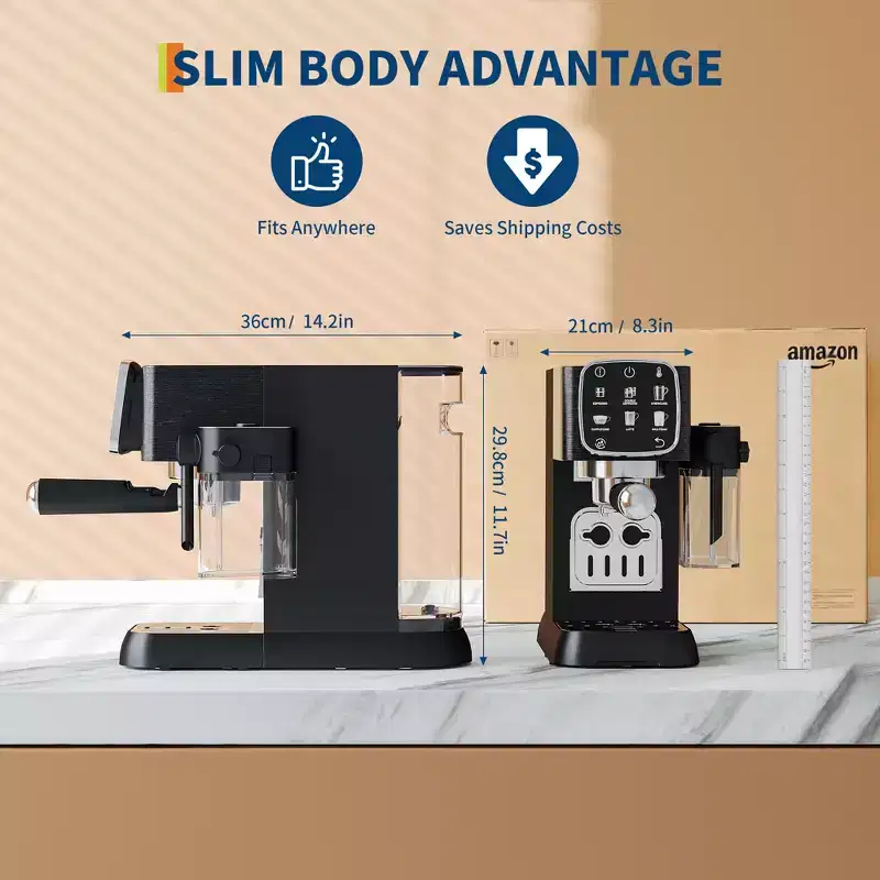 20 Bar Professional Espresso Machine Compact, Espresso Machine with Milk Frother and Touchscreen, Espresso Coffee Machines with Adjustable Temperature