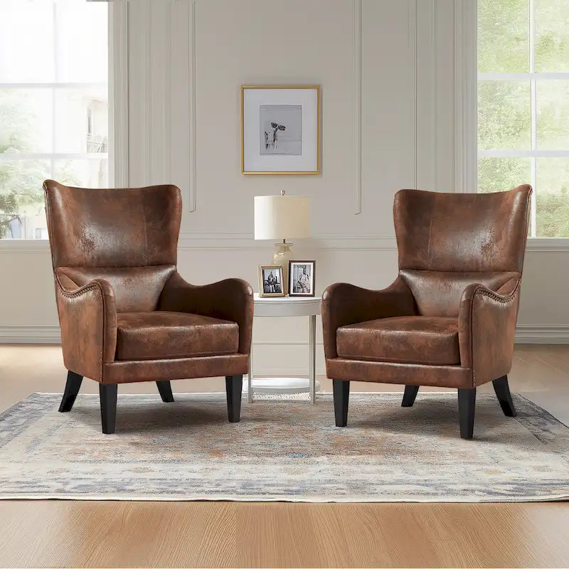 Wingback Accent Chair with Nailhead Trim (Set of 2)
