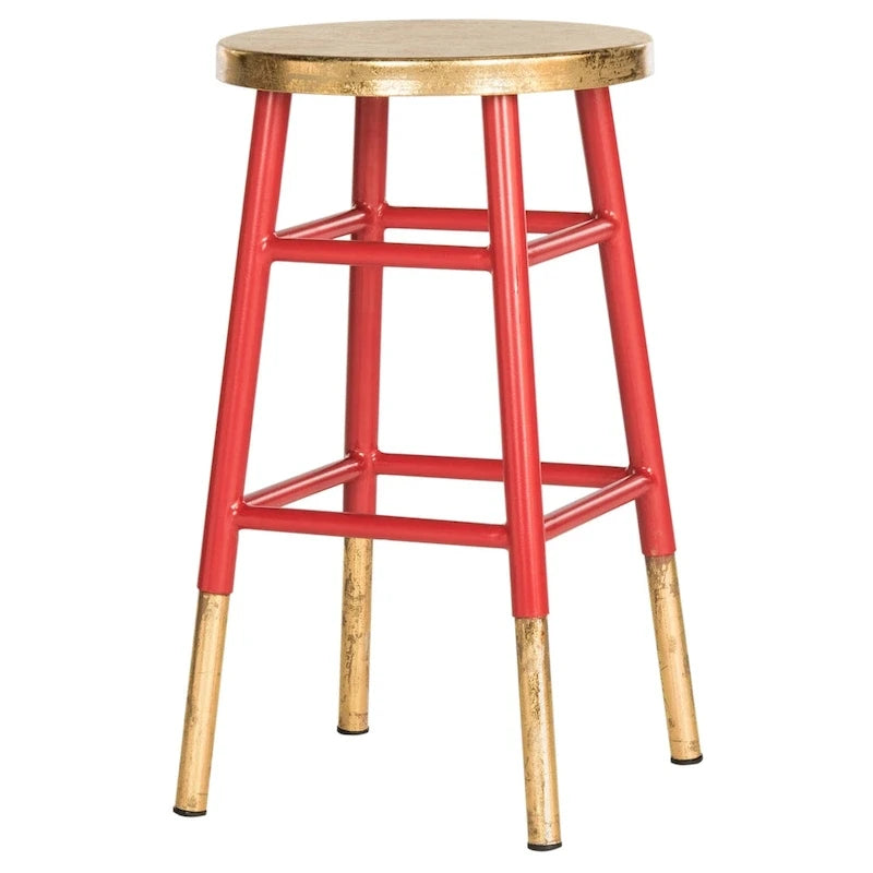 24-Inch Counter Stool, Navy and Gold, Iron Frame