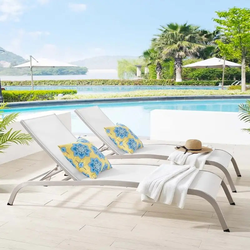 Havenside Home Wendu Outdoor Patio Mesh Chaise Lounge (Set of 2)
