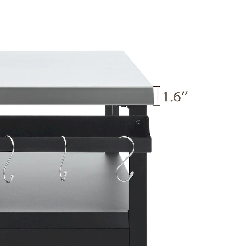 Outdoor Kitchen Island With Stainless Steel Tabletop,Metal Grill Cart Table With Storage Cabinet - N/A