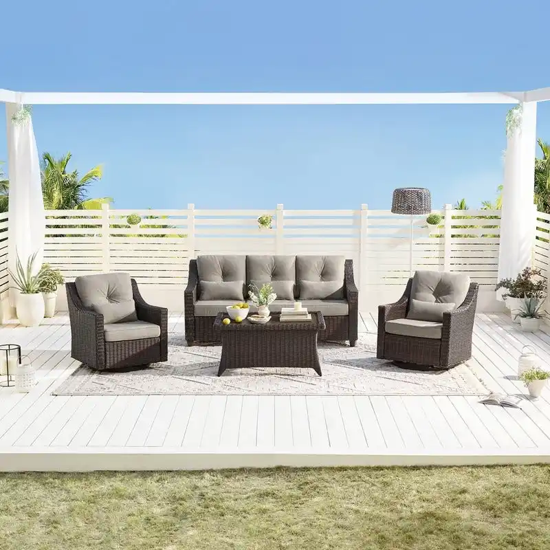 Murphy 4-Piece Outdoor Wicker Patio Furniture Conversation Sofa Sets