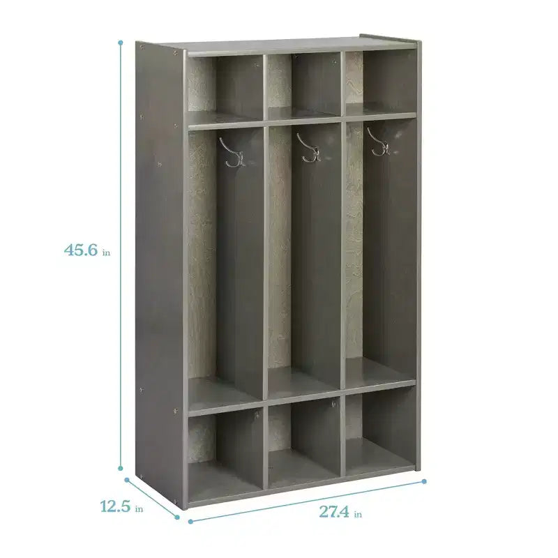 ECR4Kids Streamline 3-Section Coat Locker with Cubby Storage, Classroom Furniture