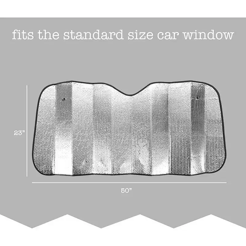 Zone Tech Silver Car Foldable Sun Shade - Premium Quality Accordion Metallic Reflective Car Sun Shade