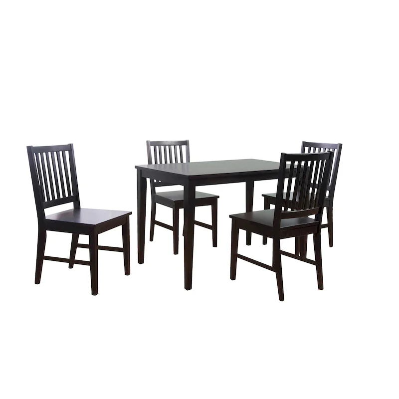 Set of 4 Solid Wood Slat-Back Dining Chairs, Sturdy Frame, Classic Design, Easy Assembly