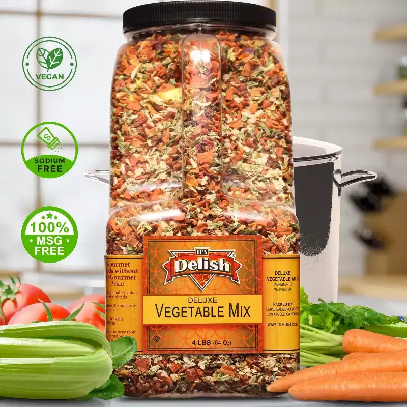 Deluxe Dried Vegetable Soup Mix by It's Delish, 4 LB Gallon Size Jug