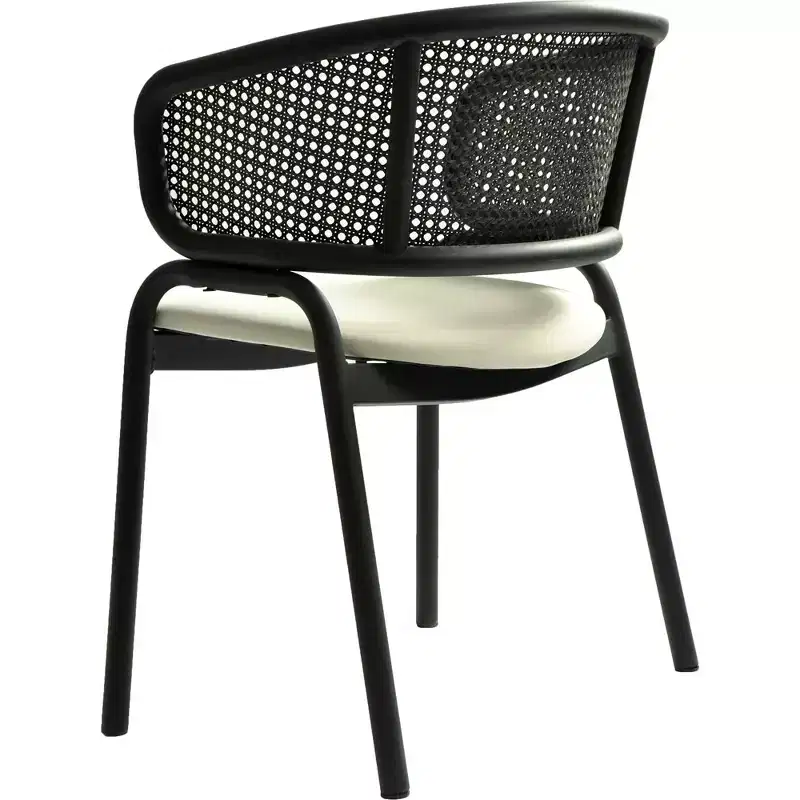 LeisureMod Ervilla Modern Dining Side Chair  Cozy Upholstered Accent Armchair with Black Iron Legs, Kitchen, Dining Room, Cafe, Restaurant Seating