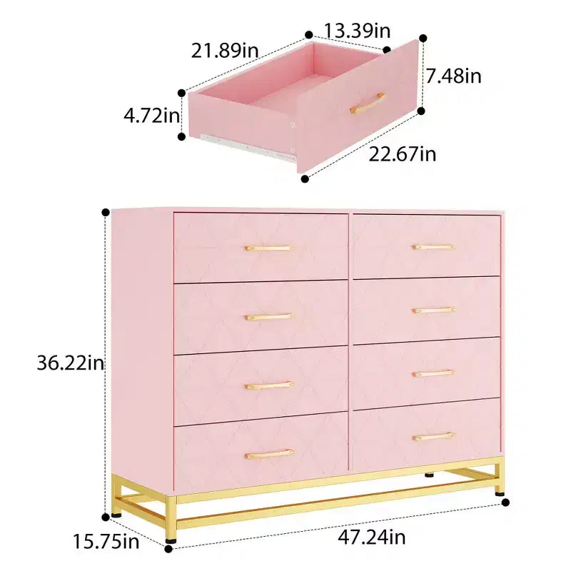 COZONY 8-Drawer Tall Dresser with Wood Top, Modern Storage Cabinet for Bedroom, Living Room, Hallway Organization