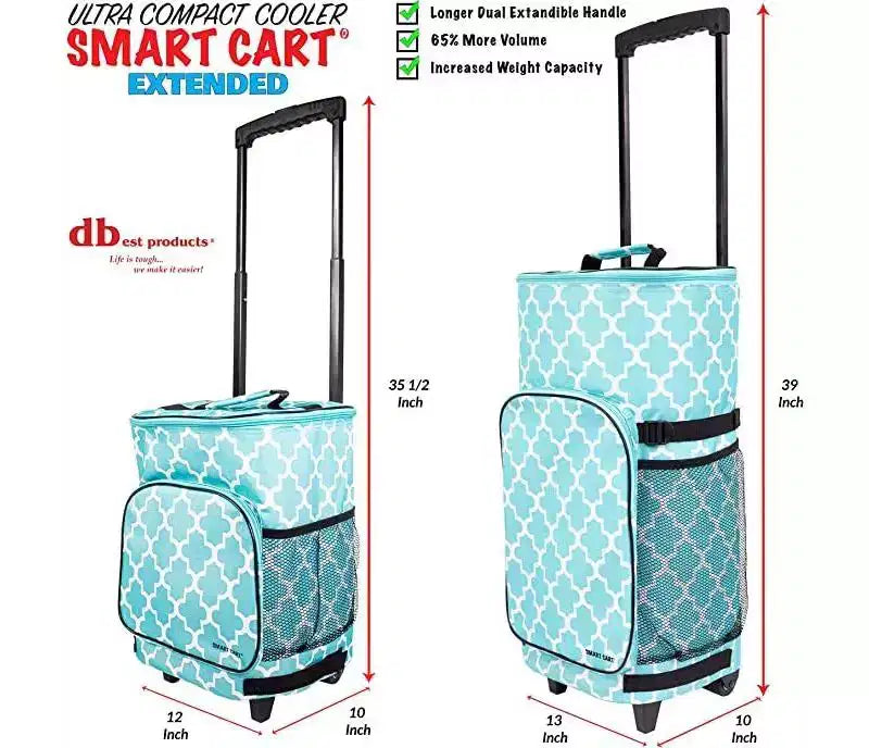 dbest Ultra Compact Smart Cart Cooler Extended Insulated Collapsible Rolling Tailgate BBQ Beach Summer - Moroccan tile